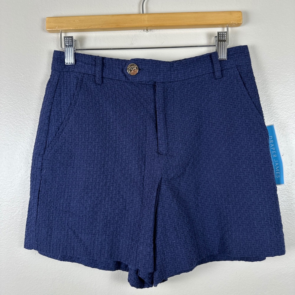 Draper James Women's 8‎ Basket Weave Short Navy Blue Textured KD5001BJW NEW